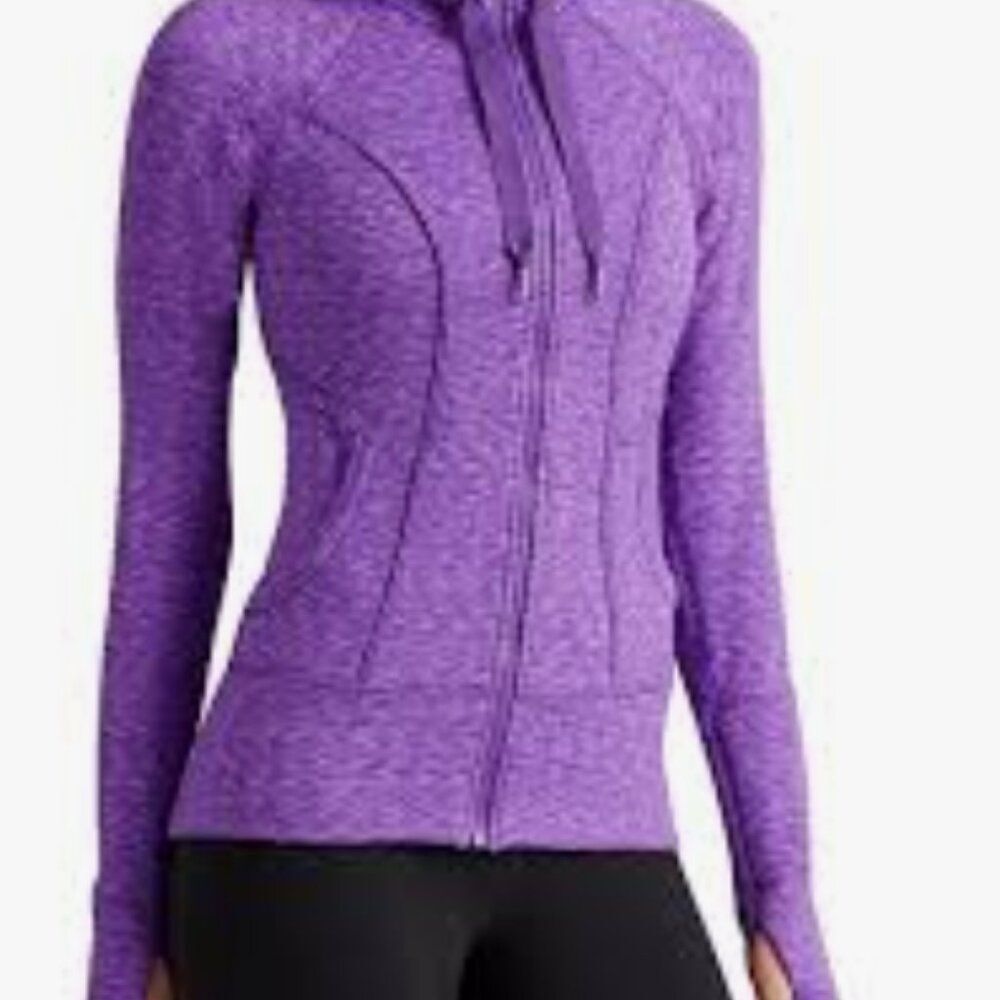 Athleta Space Dye Strength Hoodie 2 Women's Size S Deep Purple Heathered Zip-Up